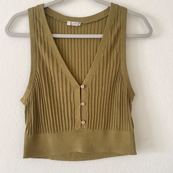 Free People Seascape Sweater Vest tank green Size M - Picture 5 of 11